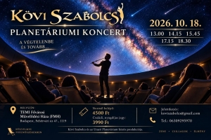 K&ouml;vi Szabolcs Budapesten, planet&aacute;riumi koncertek - 2026. okt&oacute;ber 18. 13.00, 14.15, 15.45, 17.15, 18.30